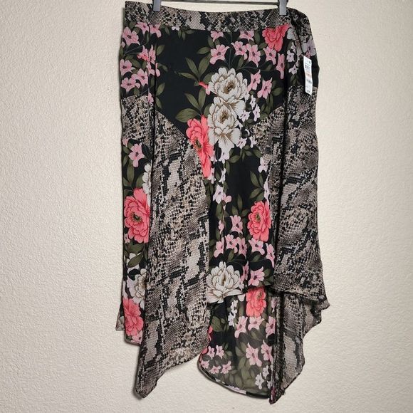 INC Womens Floral Blossom Snake Print Uneven Plus Size Skirt‎ NWT - Picture 1 of 12
